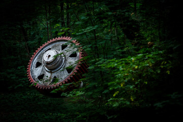 Machine graveyard in the forest