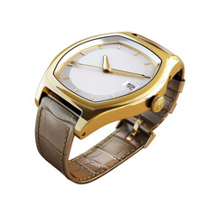 Elegant Gold Wristwatch with Leather Strap