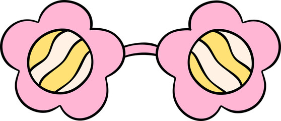 Groovy Retro Sunglasses Doodle Trendy Vintage Fashion Illustration