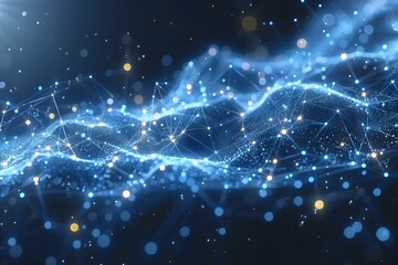 Obraz premium Abstract Digital Network Visualization with Glowing Nodes and Lines for Technology and Innovation