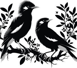 Myna silhouette Bird vector