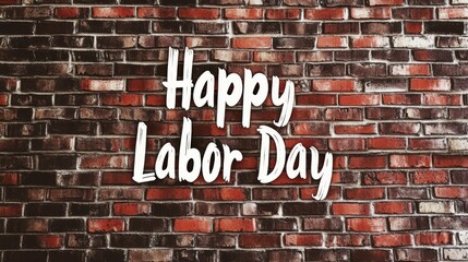 Obraz premium Vibrant Happy Labor Day Message on a Brick Wall