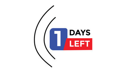 1 days left Countdown number banner templates. time icon. Vector Illustration 
