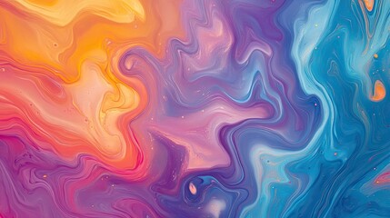 Obraz premium Bright fluid art with swirling patterns and ample blank space for copy