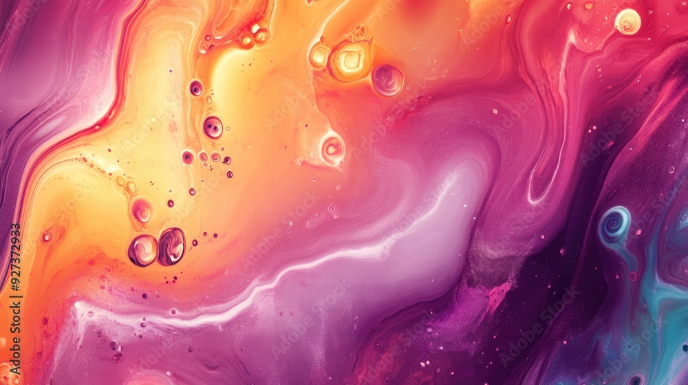 Fototapete energetic abstract fluid art with intense colors and a spacious area for text