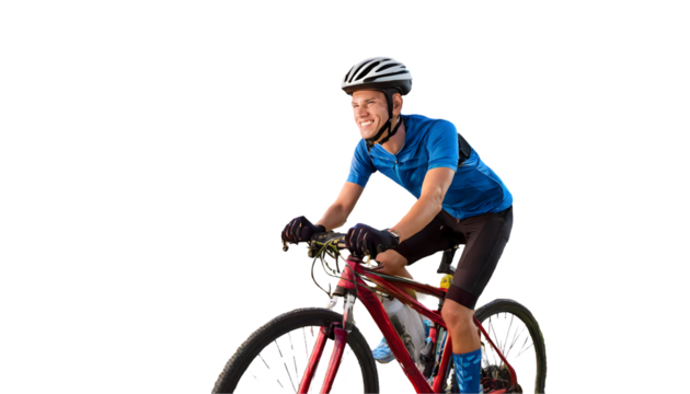 Bicycle Cyclist Bike on a isolated on white background. Generative AI.