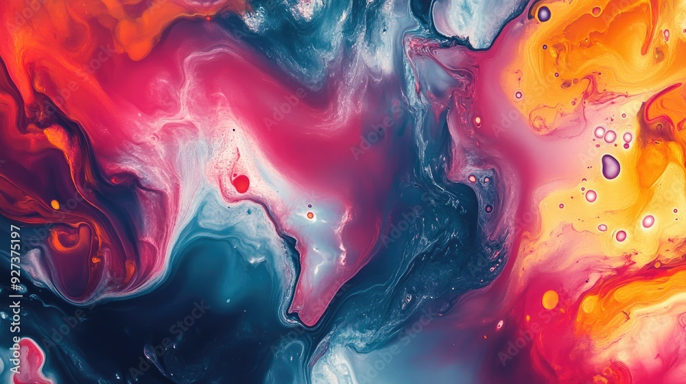 Fototapete vibrant fluid art pattern with bold colors and ample space for text