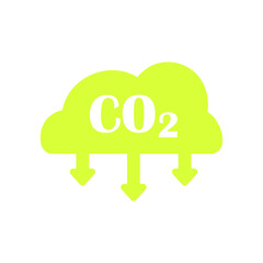 CO2 gas icon. Carbon emission reduction cloud sign. Zero carbon emissions. zero carbon and low CO2 logo. Carbon dioxide emissions. Simple linear vector illustration.