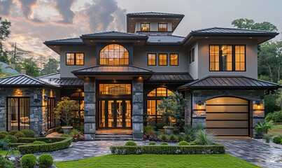 Fototapeta premium A stunning view of a beautiful home exterior.