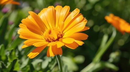 Calendula flower against nature backdrop