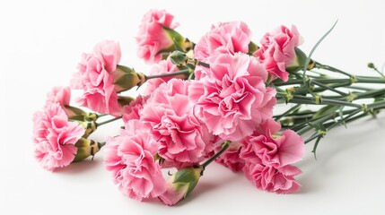 Carnation flowers arranged on a white backdrop