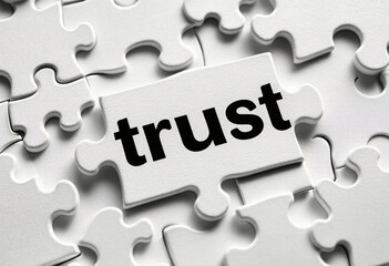Fototapeta premium solution puzzle showing word trust