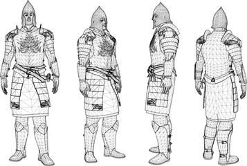 Vector sketch illustration design of warrior knight in armor of royal era