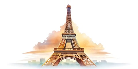 illustration of Eiffel tower isolated on white background or transparent background.