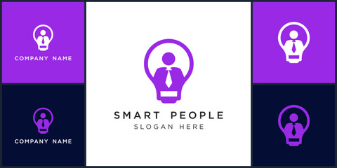 Vector of smart people logo dan icon design template, can be used in various media easily, editable