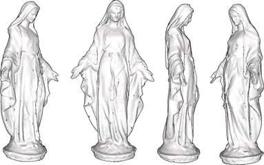 Vector sketch illustration of sacred ethnic classic vintage Blessed Mother Sculpture design
