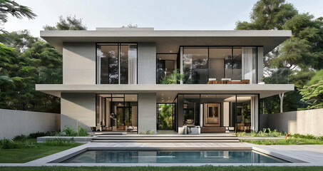 Fototapeta premium modern house with garden