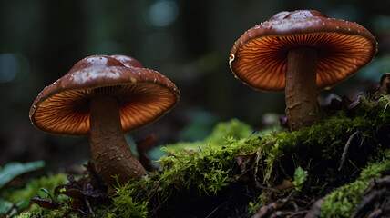 Fototapeta premium Reishi mushrooms closeup photo graph
