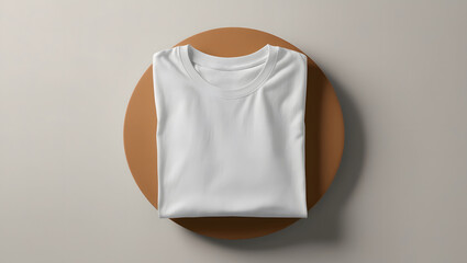 White folded tshirt mockup on plain background. Minimal t-shirt front design template