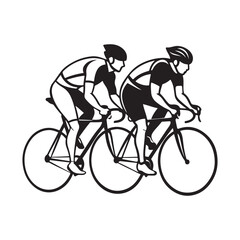 Professional Cyclists Silhouette Outline Vector Graphics for Designers.
