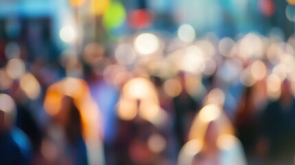 Blurry Abstract of a Crowded Street at Night