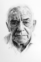 A series of expressive charcoal sketches capturing the depth and emotion of male elderly faces