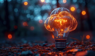 A hand holding a light bulb, symbolizing cloud computing and global internet connection.