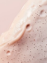 Fototapeta premium Close-up of a creamy pink gel texture with bubbles, highlighting smoothness and hydration in skincare