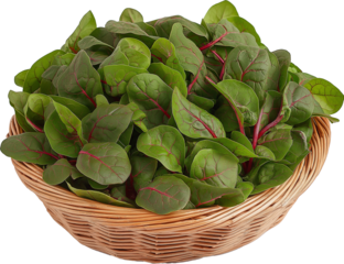 Malabar spinach isolated, Basella alba Clipart, Red Malabar Spinach Basket illustration