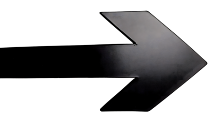 Black arrow on a white isolated background. Generative AI.