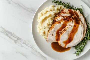 Roasted Turkey Breast with Mashed Potatoes and Rosemary