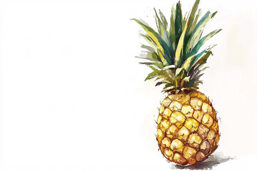 realistic watercolor illustration of a pineapple against a white background