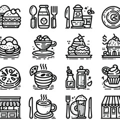 Resturant icon set vector