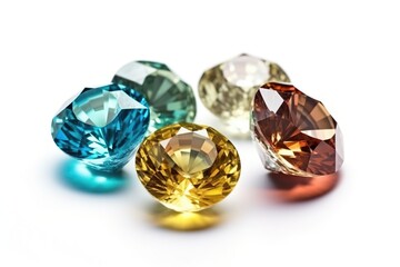 Fototapeta premium Dazzling colourful gems on a white background