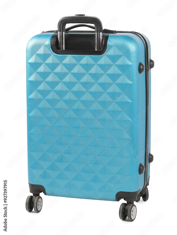 Sticker One light blue suitcase isolated on white