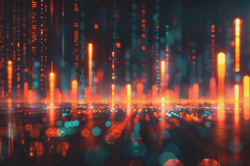 Stock market chart lines and financial graphs on technology abstract background