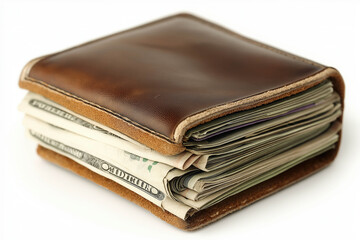 Big Leather Wallet Overstuffed With Money