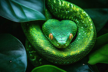 Fototapeta premium Dendroaspis Viridis Snake, Aerial View, Aerial View