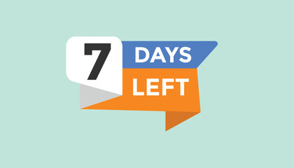 7 days left Countdown number banner templates. time icon. Vector Illustration