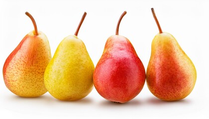 Pears Isolated in PNG Format: Yellow and Red Pears with Full Depth of Field"