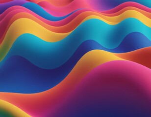 Rainbow 3d Fluid Shapes. Futuristic Gradient. Minimal Pattern. Neon Wave Brochure. Ai generated image.