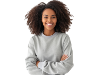 Ash Grey  Zip Sweatshirt Worn by Smiling Woman 