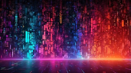 Fototapeta premium Futuristic Digital Background with Binary Code and Colorful Colors