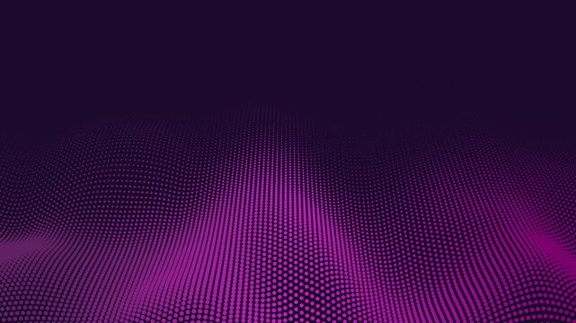 Halftone pattern loop. Abstract animation. Pink dots on purple background. Seamlessly looping wave motion. Copy space for your text or logo.