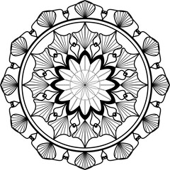 Black mandala, Mandala. Round Ornament Pattern, Simple mandala design for coloring. Vector floral mandala. Geometric ornamental mandalas