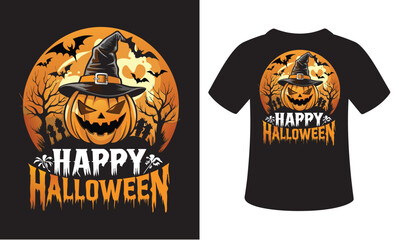 Happy Halloween pumpkin vector illustration t-shirt design