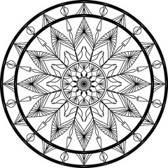 Black mandala, Mandala. Round Ornament Pattern, Simple mandala design for coloring. Vector floral mandala. Geometric ornamental mandalas