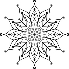 Black mandala, Mandala. Round Ornament Pattern, Simple mandala design for coloring. Vector floral mandala. Geometric ornamental mandalas