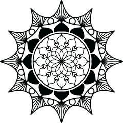 Black mandala, Mandala. Round Ornament Pattern, Simple mandala design for coloring. Vector floral mandala. Geometric ornamental mandalas