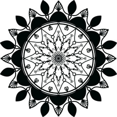 Black mandala, Mandala. Round Ornament Pattern, Simple mandala design for coloring. Vector floral mandala. Geometric ornamental mandalas